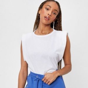 Padded Muscle Tank in White